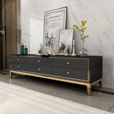 思轩家具（CI XUAN FURNITURE）电视柜茶几客厅组合套装家用大理石现代简约轻奢地柜新款 大理石电视柜全黑色 2.4*0.4*0.5