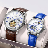 尼尚（Nesun）尼尚手表全自动机械情侣表一对时尚镂空 情人节礼物 情侣手表机械 钢蓝一对