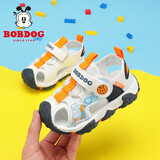 巴布豆（BOBDOG）童鞋软底包头儿童凉鞋夏季新款男童软底透气宝宝学步鞋女 米白/藏青蓝 27 适合脚长16.1cm