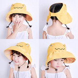 听风说夏季空顶帽薄款防晒遮阳帽可爱宝宝太阳帽韩女童渔夫帽潮儿童帽子 青蛙黄色 50-54cm可调节