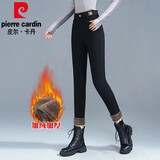 皮尔卡丹（pierre cardin）高档加绒裤子女秋冬款2025新款加厚长裤棉裤外穿打底裤紧身裤显瘦 黑色 3XL （建议145斤-160斤）