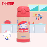 膳魔师（THERMOS） 不锈钢儿童保温杯卡通吸管水杯学饮杯F4011凯蒂猫小动物联名系列 F4011-KTKCR 350ml