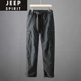 JEEP SPIRIT保暖裤户外防风防水裤子男宽松直筒加绒加厚软壳裤登山冲锋裤男 黑色加绒冬 当天发货 加绒 L (120-140斤)