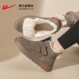 回力女鞋雪地靴女冬季加绒加厚棉鞋女短筒保暖棉靴子高帮休闲二棉鞋女 棕色 38