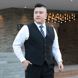 柠潮男士大码西装马甲西式修身伴郎服马甲套装 黑色（单马甲） 7XL（建议210-225斤）