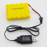 高恩儿童玩具遥控车坦克飞机玩具枪充电器电池sm4.8v 6v玩具汽车模型 6v-AA700毫安+充电器
