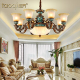 韬齐 欧式吊灯美式客厅灯卧室餐厅灯大气别墅灯挑空高级奢华复古灯具 【8+3P】适用18-25m²（带遥控） 不带灯泡