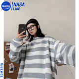 NASALIKE春季港风条纹长袖男韩版卫衣男士T恤春秋衣服潮流ins上衣 W13条纹灰色 L