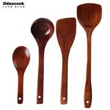 Jidaocook锅铲木质 木头铲子炒菜不粘锅 原木长柄汤勺饭勺木勺套装 木铲+斜铲+饭勺+汤勺