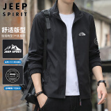 JEEP SPIRIT吉普外套男潮流春秋季夹克男士立领修身衣服 黑色 3XL 