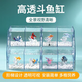 宠小帅鱼缸斗鱼排缸客厅小型造景透明盒生态观赏亚克力桌面创意多格鱼缸 【双层】两格裸缸