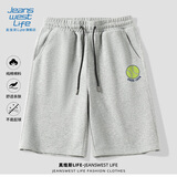 JEANSWEST LIFE真维斯休闲短裤男夏季男款纯棉运动篮球中裤男士灰色直筒五分裤