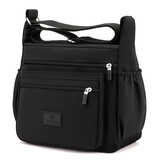 小安熊女士单肩包斜挎布包尼龙布大容量多层防水时尚百搭斜跨包女妈妈包 黑色