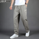 JEEP休闲裤男宽松大码薄款直筒裤春秋季新款棉质时尚休闲男士长裤子 浅灰色 2XL
