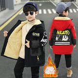 迈兜熊童装男童棉衣冬装中长款新款冬季儿童拼接棉服男孩加厚10棉袄12岁 黑色(999款) 160