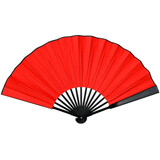臻臻上品（zhenzhenshangpin）扇子折扇男古风竹子古典中国风礼品手工扇双面黑白纯色便携纸扇 10寸红色绢布扇