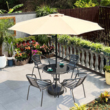 莫 家户外阳台桌椅藤椅室外桌椅组合咖啡家具阳台休闲藤椅 4椅+配80圆桌加伞