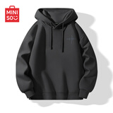名创优品（MINISO）连帽卫衣男重磅宽松春秋季休闲高级感青少年潮流外套 深灰 XL