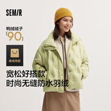 森马（Semir）羽绒服女冬季薄款90绒子防泼水防风千鸟格设计感外套101724113012