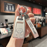 绅创2023款奥迪a6l钥匙套A4L A3 Q5LQ7 Q8 Q3 Q2L A5 高档壳男女包扣 D款【象牙白】+车标皮绳