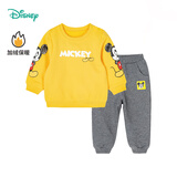 迪士尼童装儿童卫衣套装卡通休闲套装 加绒男童米奇黄色213T1276 90