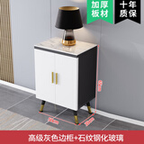 兵盛雅娟电视柜现代简约轻奢家用小户型客厅茶几组合大理石纹钢化玻璃柜子 高级灰边柜