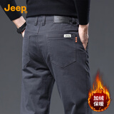 JEEP吉普加绒加厚高端男士休闲裤男2025秋冬新款商务直筒纯棉长裤子男