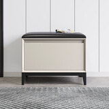 南岭之冠全实木意式换鞋凳家用门口鞋柜一体入户坐凳长条穿鞋凳轻奢床尾凳 单门【52*35*48】象牙白