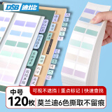 DSB（迪士比）索引贴便利贴高颜值办公学习可书写半透明记事贴防水便签贴纸 莫兰迪色中号120枚 1210M