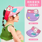 柠檬宝宝儿童夏季防晒空顶帽舒适透气男女童卡通可爱遮阳帽大帽檐防紫外线 瞿麦粉小白兔【造型款】 【大童款】帽围52-56cm