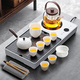不拙整套功夫茶具套装家用高档煮茶小茶台小型茶盘一体式茶具套装套餐 2-山福一体盘+月笼壶+岩香10入