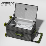 JUPITER FLY/木星飞行侧开盖宽拉杆行李箱20/24/26/28寸大容量可扩容登机密码旅行箱女 森林秘境(拉链款可扩容20%+宽拉杆+静音刹车轮) 24英寸 需托运-适合中短途出行