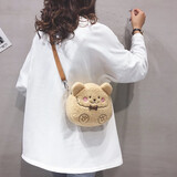 悠泽可爱小熊毛绒包包女2025新款日系少女毛毛单肩小包毛茸茸斜挎包潮 小熊卡其色