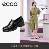 爱步（ECCO）乐福鞋女 经典厚底百搭英伦风皮鞋 摩登女鞋490013 黑色36