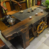 老船木茶桌椅组合新中式茶艺桌实木泡茶会客茶几家用仿古功夫茶台 船舵茶桌1.8米+4弯椅+1船舵椅