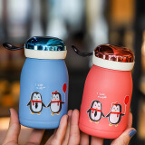 熊潘黛380ml卡通企鹅玻璃杯随手杯 便携手提玻璃水杯小巧创意礼品杯 1个-随机色