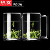 COUNT QIABEI德国进口品质家用钢化玻璃杯带把透明办公室绿茶杯高级高档男士泡 【品质很好】450 两只装【钢化玻