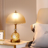 苏柏雪玻璃卧室床头灯柜简约现代家用装饰复古送礼物轻奢高级感调光台灯 A款金色  按钮开关  三色变光