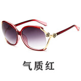 帕尼曼偏光太阳眼镜女墨镜山茶花镂空大框圆脸显瘦妈妈开车街拍防紫外线 【偏光女士墨镜】气质红