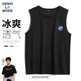 GENIOLAMODE品牌背心男韩版简约印花夏季薄款无袖坎肩男士运动健身上衣