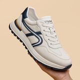 星期六男鞋头层牛皮透气小白鞋男轻便运动鞋百搭休闲鞋男 白蓝色 40 