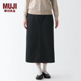 无印良品 MUJI 女式 丝光斜纹 裙子半身长裙秋冬季简约风纯棉全棉BEK37C2A 黑色 M(160/66A)