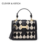 CLEVER & KETCH包包新款2023小众洋气单肩斜挎网红手提包小方包生日礼物送女友 棋盘格纹