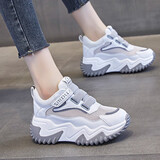 OTMX休闲鞋女老爹鞋厚底内增高女鞋子魔术贴旅游运动鞋2025春夏网鞋潮 白色网面 37