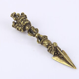 十方清梵 黄铜金刚杵 九股金刚铃黄铜马头明王金刚杵手工精品摆件装饰品 马头明王金刚杵