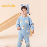 巴拉巴拉婴儿连体衣冬装宝宝哈衣爬服包屁衣半边绒保暖萌