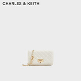 CHARLES&KEITH经典菱格链条小方单肩斜挎包包女包生日礼物CK2-70160131 Cream奶白色 小包