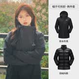 骆驼（CAMEL）三防冲锋衣户外登山服防风防水防污三合一运动外套 AD12263514Y,羽绒内胆 幻影黑 男女 S