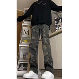 7家优品 迷彩牛仔裤男士秋冬季款美式高街伐木工装宽松直筒加绒长裤子男 SBXS-K5425迷彩色 L