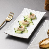 餐将军陶瓷寿司盘釉下彩简约高级感长条盘子长方形盘点心盘西餐盘 